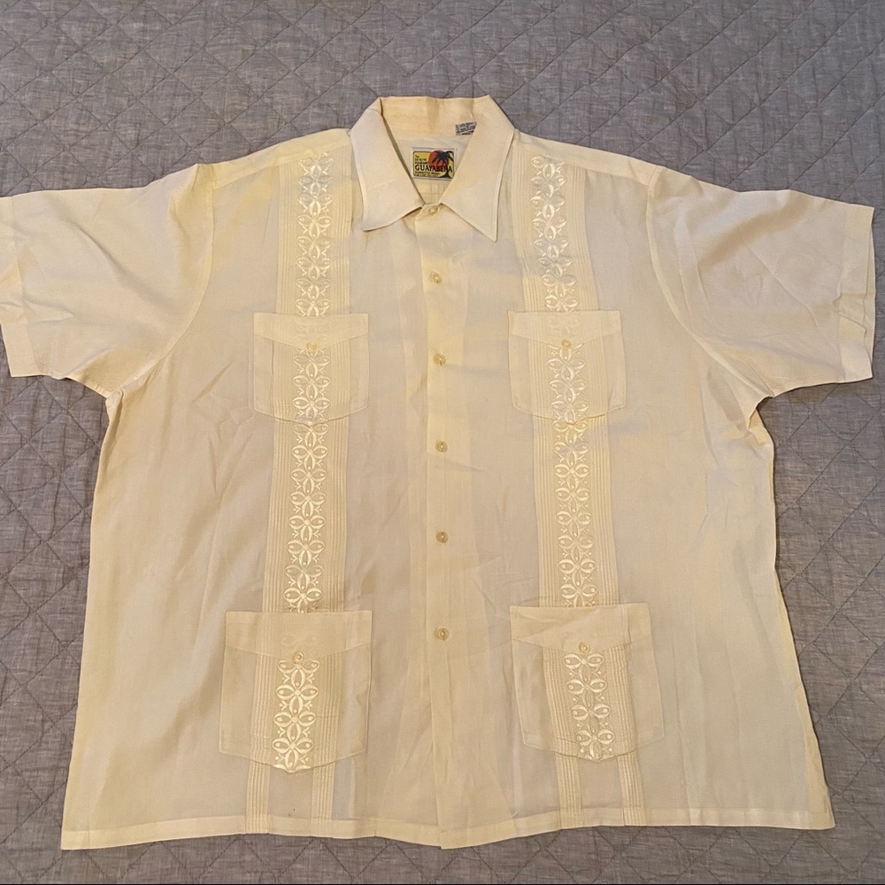 Vintage Haband Guayabera Shirt! 4 Pocket! Sz XXL